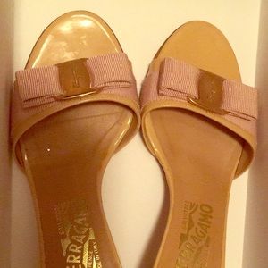 Salvatore Ferragamo glory kitten heels in nude